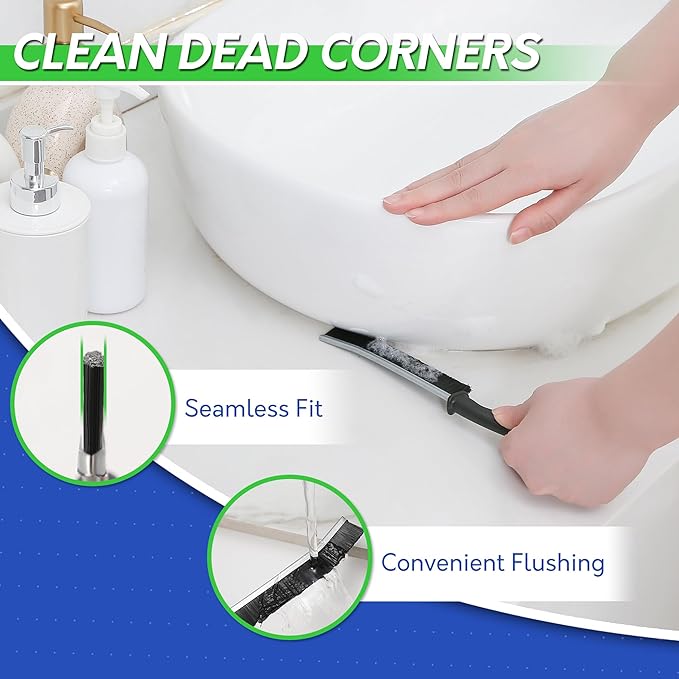BOOMJOY Grout Brush with Long Handle, Grout Cleaner Brush for Tile Floors, Stiff Bristles for Crevice, Tile Line, Shower, Kitchen, Bathroom
