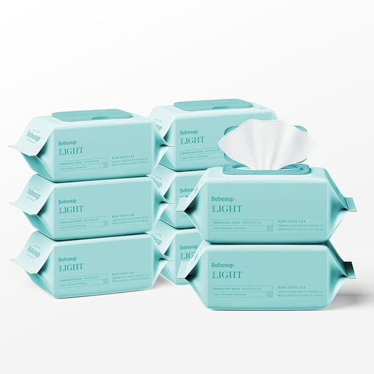 Korea's #1 Light Baby Wipes - Safe even for Sensitive & Atopic Skin Hypoallergenic Water-Based Unscented Alcohol & Paraben-Free – 50 GSM Flip-Top Plant Based Baby Wipes (640 Count 8 Packs)