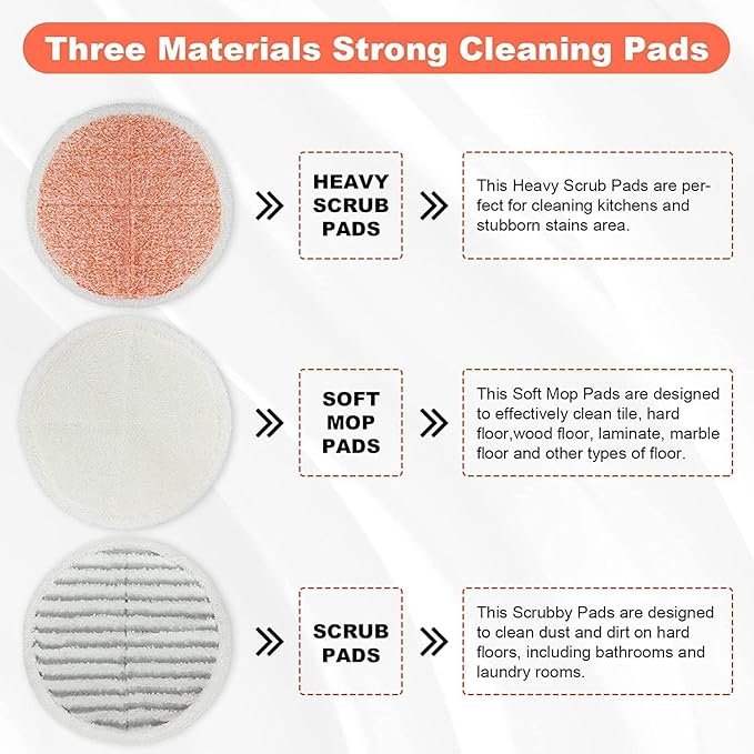 Replacement Pads for Bissell Spinwave Mop: 6 Pads for Bissell Spinwave,Spin Wave,Crosswave Expert/Pet/Cordless Hard Floor 2124 20393 2039a 20399 2039w 23159 23157 Spin Mop Cleaner Scrub Scrubber Pads