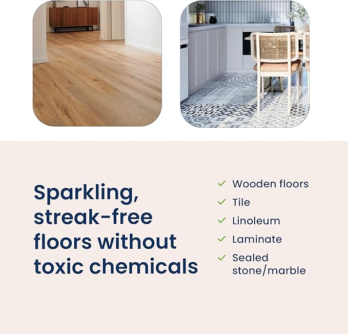 Floor Cleaner Kit - Plant-Based Mopping Solution (16oz Reusable Empty Bottle + Two Pouches, 3oz ea.) - DIY All-Surface Cleaner for Hardwood, Tile, Wood & Concrete