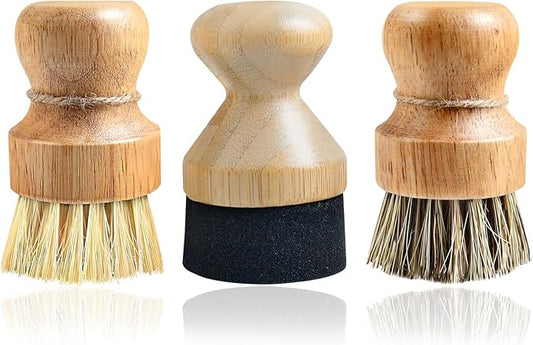 3 Pcs Cutting Board Oil Wax Applicator and Scrub Brush Set Natural Bamboo Wood Applicator for Mineral Oil Boards, Wooden Butcher Blocks, Spatulas, Spoons, Wooden Worktops, Utensil Care