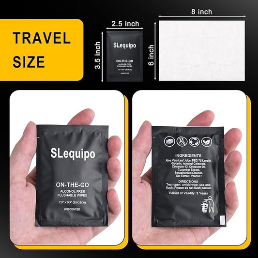 200 Pcs Fragrance Free, Plant Based Wet Wipes, Aloe Vera for Butt, Hands, Face Cleaning, Sufficient Quantity, Individual Wrapped, Portable Size, Ideal for Daily Use, Black