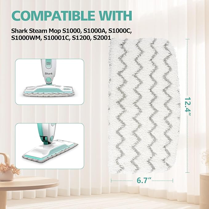 4 PCS Replacement Pads Accessory for Shark Steam Mop S1000, S1000A, S1000C, S1000WM, S1001C, S2001 Dirt Grip Pads, Microfiber Washable & Reusable