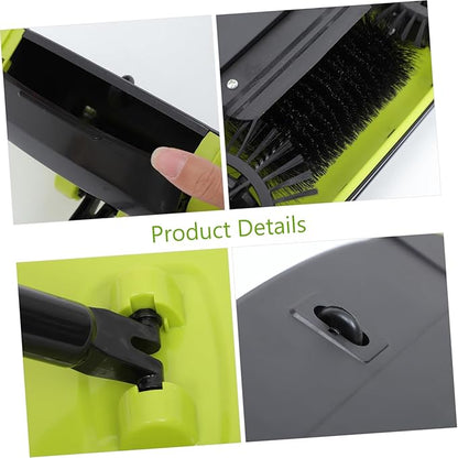 Multi Function Hand Push Sweeper with Dustpan and Trash Bin Rotating Floor Cleaning Mop for Easy Household Cleaning Green
