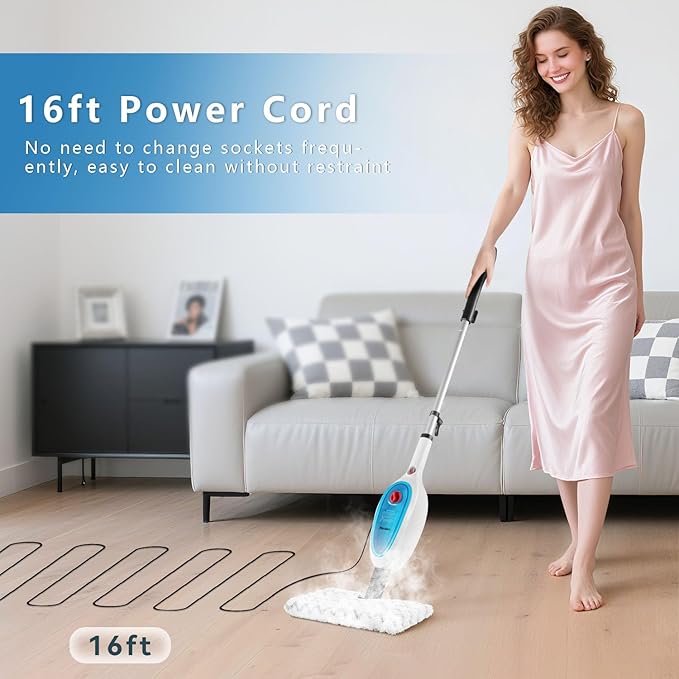 Steam Mop, 10 in 1 MultiPurpose Powerful Steam Detachable Floor Steamer for Hardwood/Tile/Wall All Floors Cleaning with 11 Accessories for Whole Home Use