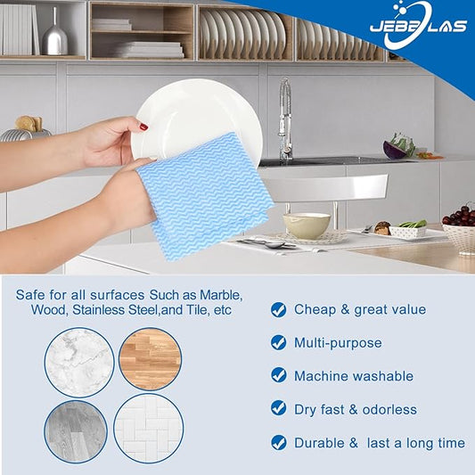 JEBBLAS Reusable Handi Wipes Disposable Cleaning Cloths Dish Towels and Dish Cloths Reusable Towels,Handy Cleaning Wipes, 50 Count/Pack, Green