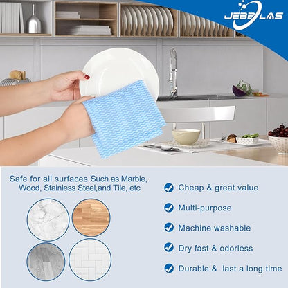 JEBBLAS Reusable Handi Wipes Disposable Cleaning Cloths Dish Towels and Dish Cloths Reusable Towels,Handy Cleaning Wipes, 50 Count/Pack,Yellow