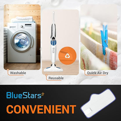 BlueStars Microfiber Steam Mop Pad for Dupray Neat Steam Cleaner Reusable & Washable Replacement Part - Designed for Multiple Surfaces, Effectively Clean Hardwood, Tile & Stone Floors - Pack of 6