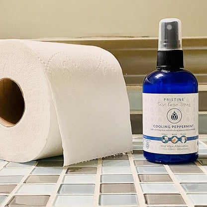 Toilet Paper Spray - As Seen on Shark Tank, More Natural Personal Cleansing Wipes & Flushable Wet Wipes Alternative, Spray Toilet Paper to Create Flushable Wipe, Cooling Peppermint, 4 fl oz
