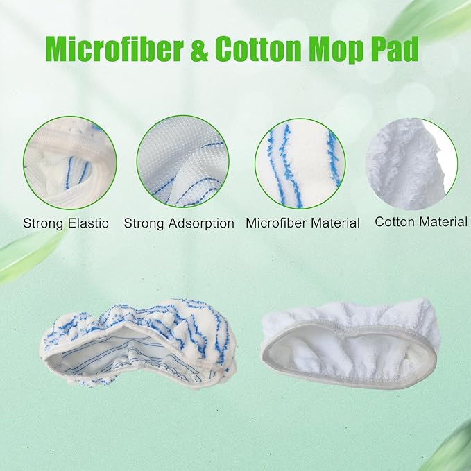 Reusable Cotton & Microfiber Mop Pads Compatible with O Cedar Mop, Mop Head Replacement Pads for Dry & Wet Use, Washable Flat Dust Mop Refills for Hardwood Floor Cleaning, 4 Pack