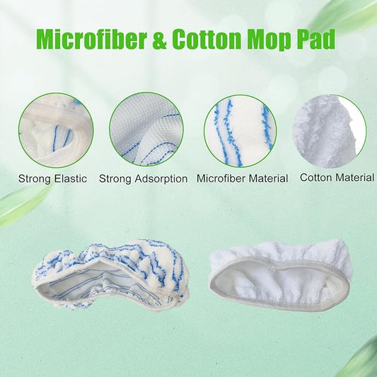 Reusable Cotton & Microfiber Mop Pads Compatible with O Cedar Mop, Mop Head Replacement Pads for Dry & Wet Use, Washable Flat Dust Mop Refills for Hardwood Floor Cleaning, 4 Pack