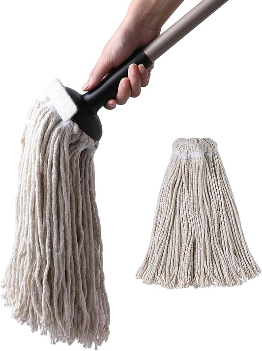 Eyliden Classic Mop with Extra Reusable Cotton Head - Non-Touch Replacement, Adjustable Handle Mops for Wet Dry Floors - All-Surface Safe, Beige