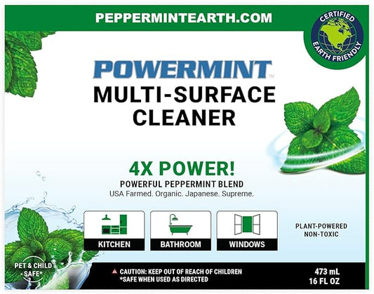 Multi-Surface Cleaner, Natural Peppermint Scent, Non-Toxic Spray for Home, Kitchen, Bathroom, 16 Oz