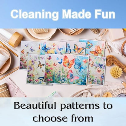 Swedish Dishcloths - Ecofriendly Reusable Paper Towels, Biodegradable Dish Cloths - Cellulose Sponge Dish Cloths for Washing Dishes - 8 Pack (Butterfly)