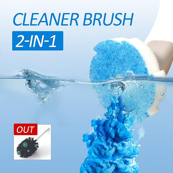 Disposable Toilet Brush Refills, 32 Pcs Compact Blue Scrubber Heads – Bathroom Cleaning Supplies for Toilet, Bathtub, Sink & Washbasin