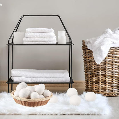 24 Pack Wool Dryer Balls, 3.15'', 2.4'' Reusable Laundry Balls Wool Balls Natural No Lint Fabric Softener Balls for Clothing Wrinkles (White)