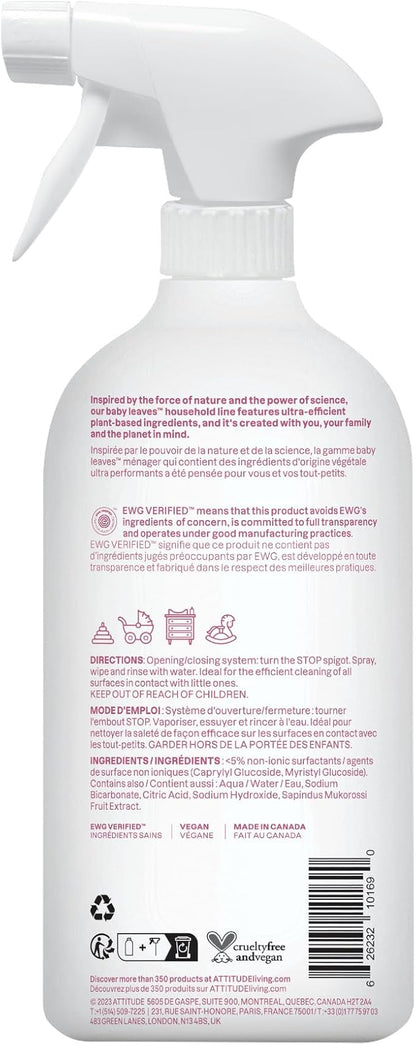 ATTITUDE Toy and Surface Cleaner, EWG Verified Multi-Surface Products, Vegan, Naturally Derived Multipurpose Cleaning Spray, Unscented, 27.1 Fl Oz (Pack of 6)