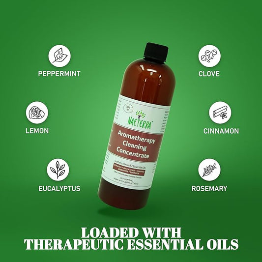 Naeterra Aromatherapy Cleaning Concentrate 16 oz makes 6 Gallons of Natural, Eco-Friendly Multi-Surface Cleaner loaded with Essential Oils – Non-Toxic, Synthetic Free Powerful & Refreshing Clean