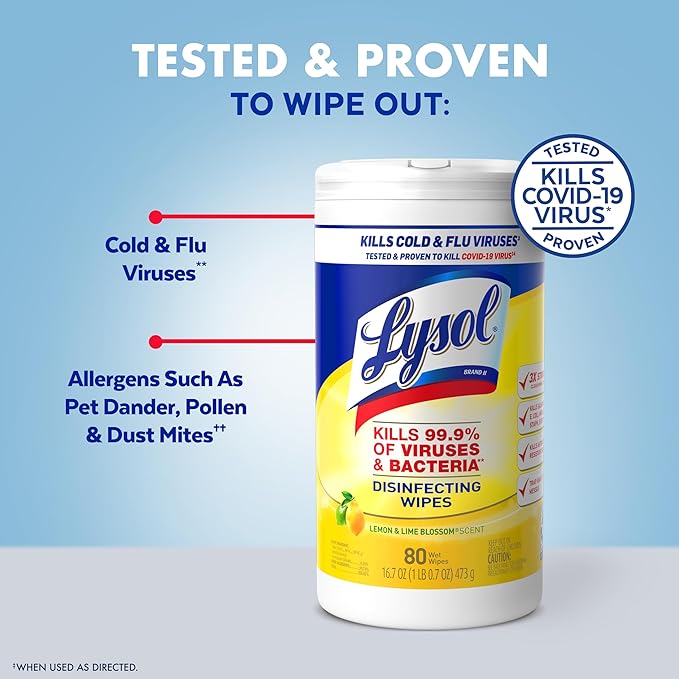 Lysol Disinfecting Wipes Bundle, Cleaning Supplies, All Purpose Cleaner, Multi-surface Cleaning Wipes, Multi-Scent Sanitizing Wipes Bundle, 80 Count (3pk)
