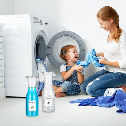 Layhit Laundry Detergent Dispenser 40oz Fabric Softener Dispenser, Liquid Laundry Detergent Container, Laundry Detergent Organizer for Laundry Room Organization with 3 Labels, 3 Pack (White)