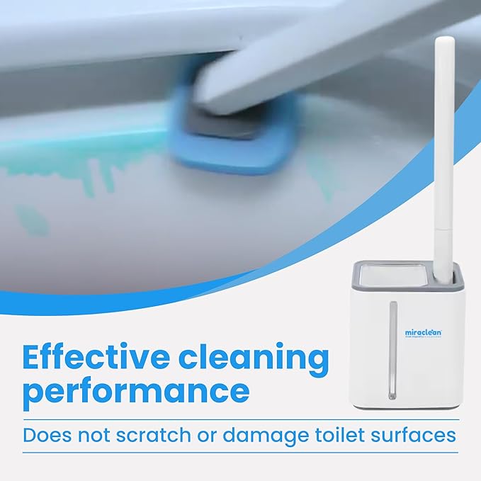 WizardFlush Toilet Brush - Disposable Toilet Bowl Cleaner for Bathroom with 36 Disposable Brush Head Refills, Scrub Brush for Toilet - Space Saving for Storage - Deep Cleaning Wand - Easy to Assemble