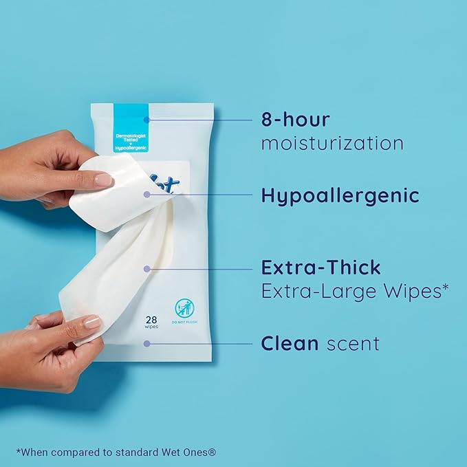 Wet Ones Body Wipes, Clean Scent Body Cleansing Wipes | Travel Size Wipes | 28 ct. (6 pack)
