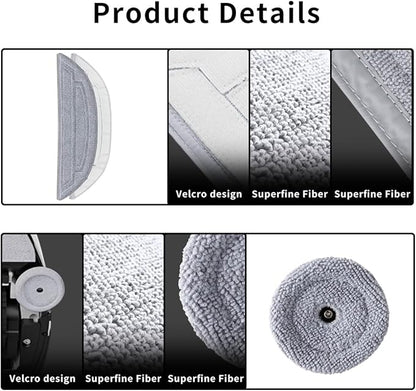12Pack Microfiber Mop Cloths Compatible with Roborock S8 MaxV Ultra, S8 Max Ultra Robot Vacuum,6 Pack Mop Pad Replacement Accessories with Dual Sonic Vibrations Modules