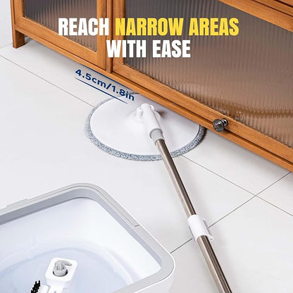 VENETIO Dirty Separation Spin Mop and Bucket Set Floor Cleaning System with Self Wringing/Dry/Wet All-in-One, Reusable Microfiber Mop for Home Hardwood, Laminate, Tile - Ideal for Pet Owners (1 Pad)