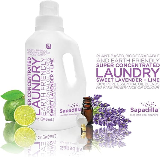 Sapadilla Sweet Lavender + Lime High Efficiency (he) Biodegradable Laundry Detergent Liquid , 32 Ounce