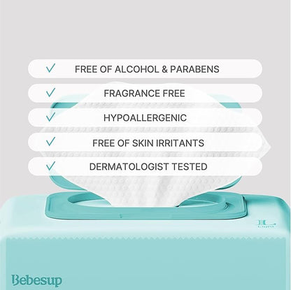 Korea's #1 Light Baby Wipes - Safe even for Sensitive & Atopic Skin Hypoallergenic Water-Based Unscented Alcohol & Paraben-Free – 50 GSM Flip-Top Plant Based Baby Wipes (640 Count 8 Packs)