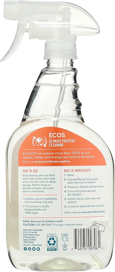 ECOS, Earth Friendly Products Plus All Purpose Household Cleaner, orange, 22 Ounce