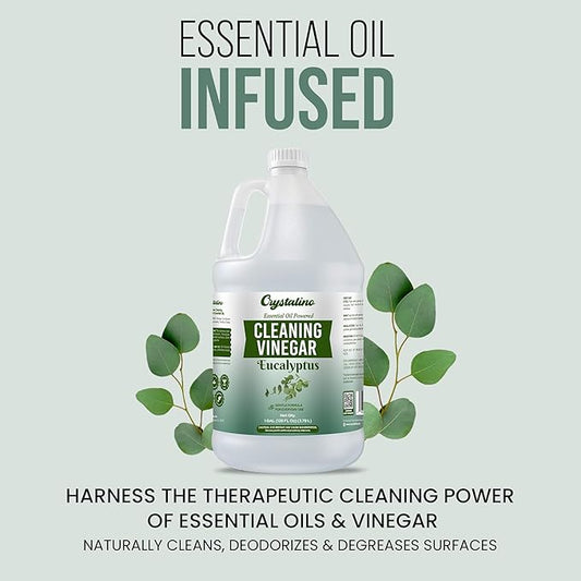 Eucalyptus Essential Oil Vinegar (1 Gallon) for Cleaning, Distilled White Vinegar for Cleaning Purpose, Vinagre Blanco, Vinger (128 Fl Oz (Pack of 1), Eucalyptus)