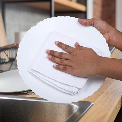 100% Cotton Dish Cloths (Pack of 6) - Dish Rags for Washing Dishes - Reusable & Highly Absorbent Kitchen Towels - Multipurpose Kitchen Rags - (12" x 16" - White)