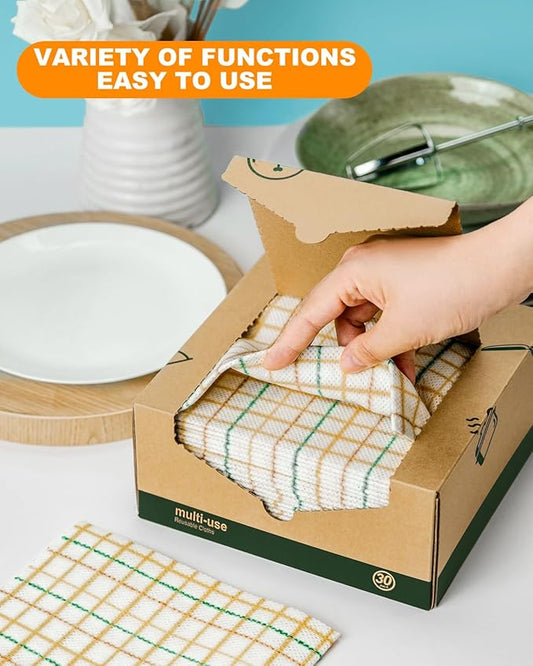 LUXU Reusable Cleaning Wipes,Dry Multi-Use Reusable Cloths,120 Count,Domestic Cleaning Towels,Biodegradable Dish Paper Towels