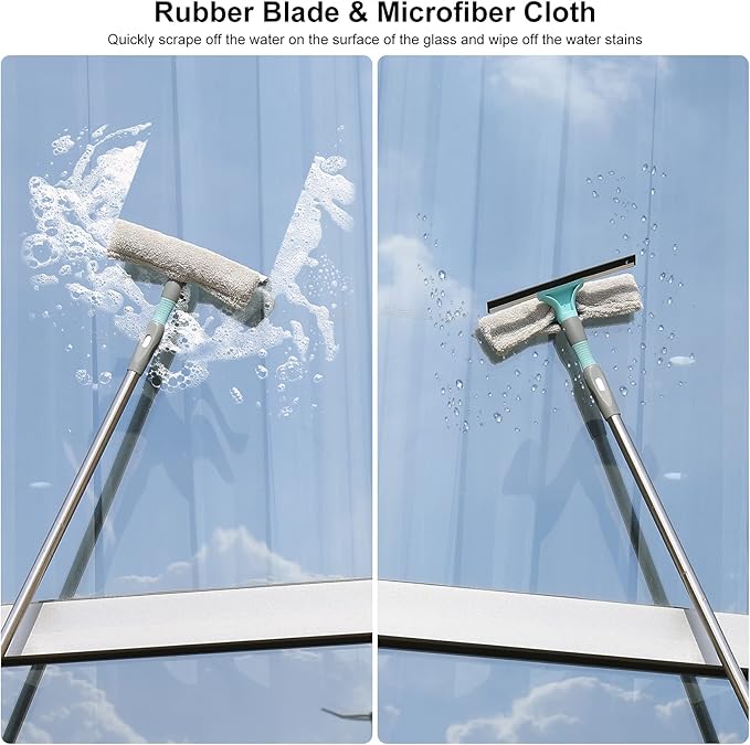 Detachable Broom Mop Combo for House Cleaning, Collapsible Broom and Mop for RV, Home, Dorm, Foldable, Extendable Pole, Fiber Duster, Window Squeegee, Window Scrubber