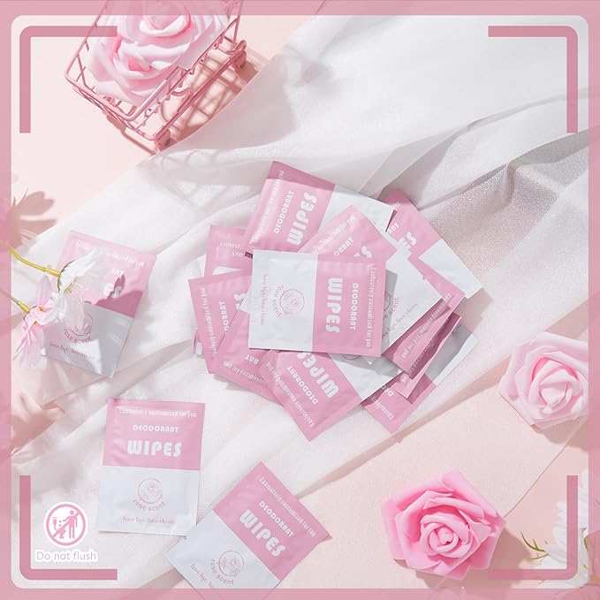 Timgle 200 Count Deodorant Wipes Bulk Individually Wrapped Travel Size Wipes for Men Women Body Underarm Deodorant Remove Sweat Sports Travel Clean Skin Daily Use Female Male(Pink)