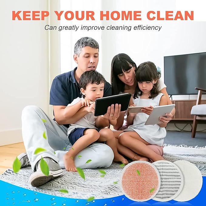 Replacement Pads for Bissell Spinwave Mop: 6 Pads for Bissell Spinwave,Spin Wave,Crosswave Expert/Pet/Cordless Hard Floor 2124 20393 2039a 20399 2039w 23159 23157 Spin Mop Cleaner Scrub Scrubber Pads
