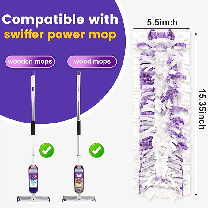 Power Mop Pads Compatible with Swiffer PowerMop, Disposable Mopping Pad Refills for Cleaning, Multi-Surface Wood Floor Replacement Pads (32)
