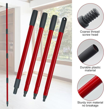 Spin Mop Replacement Head, Base, Mop Handle Replacement for OCedar EasyWring 1 Tank System, 2 Microfiber Refills, 4-Section Sturdy Iron 30-58in Stick, 1 Head Cover and 1 Scrubber Mop Head