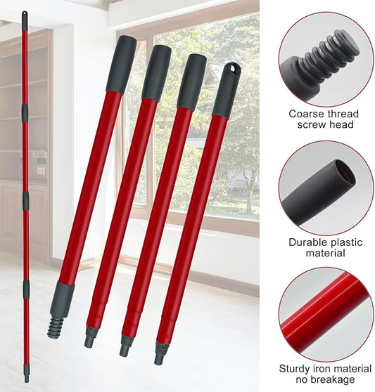 Spin Mop Replacement Head, Base, Mop Handle Replacement for OCedar EasyWring 1 Tank System, 2 Microfiber Refills, 4-Section Sturdy Iron 30-58in Stick, 1 Head Cover and 1 Scrubber Mop Head
