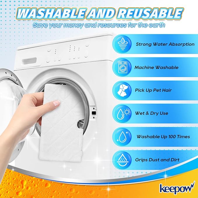 KEEPOW Steam Mop Replacement Pads for Shark Steam Pocket Mop S3500 Series S3501 S3601 S3550 S3901 SE450 S3801CO S3601D S2901 S2902, 8 Pack