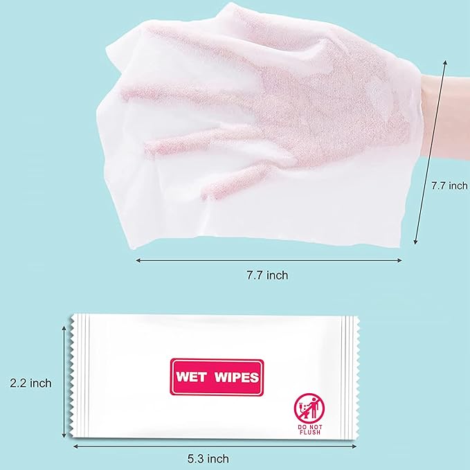 500 pcs Wet Wipes Individually Wrapped, Disposable Cleansing Wipes, Individual Wrapped for Hands, Face Cleaning, Daily Use