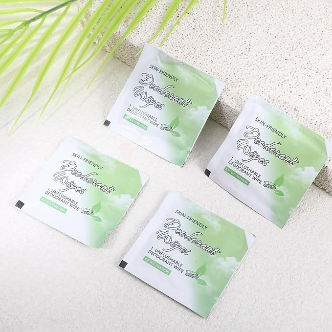 200Pcs Travel Deodorant Wipes, Travel Size Mini Deodorant Wipes Bulk for Homeless, Individually Wrapped Body Cleaning Supplies for Women Wet Armpit for Body Cleaning Cucumber