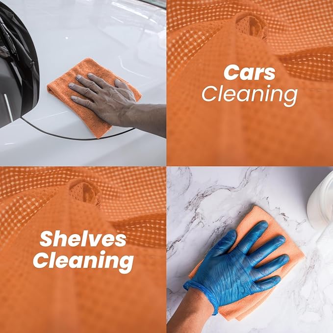 Cleaning Towel Pack 2 (24 Sheets)- Non Woven Viscose Blend Multipurpose Towelettes Reusable Washable - Home and Kitchen Wipe Dish Cloths Car Shelves Furniture & Wardrobe (15.75"x15.75")