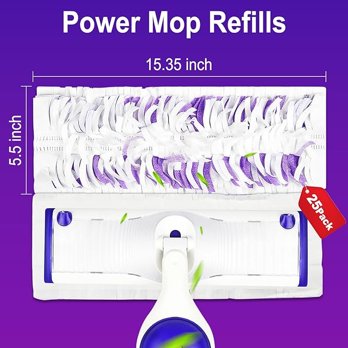 25 Pack Disposable Mopping Pads Refills for Swiffer PowerMop,Compatible with Swiffer Power Mop Refills, Multi-Surface Mop Pad Replacement for Floor Cleaning