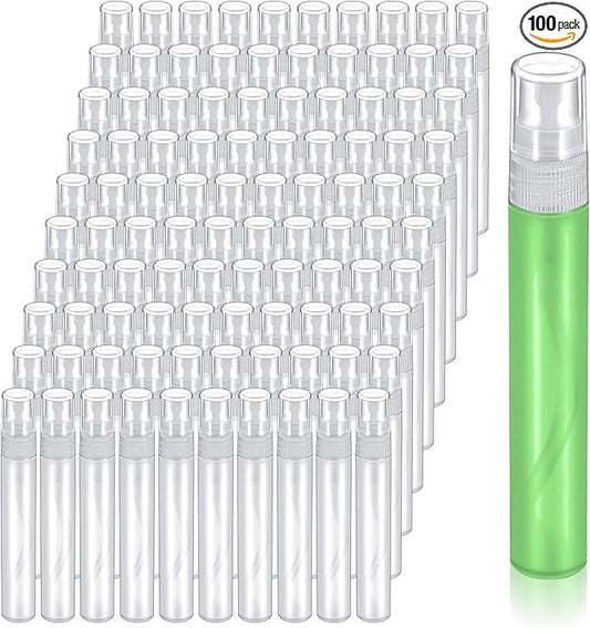100 Pcs Mini Spray Bottle, 10ml Perfume Spray Bottles Plastic Refillable Mini Spray Bottles for Women, Travel Spray Bottle Fine Mist Atomizer for Perfume, Mini Perfume Refillable Bottle