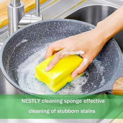 3 Pcs 2-Layer Super Absorbent Bamboo Charcoal Dish Cloths,12 Pcs Non-Scratch Sponges Scrub Pads for Dishes, Sinks, Stove