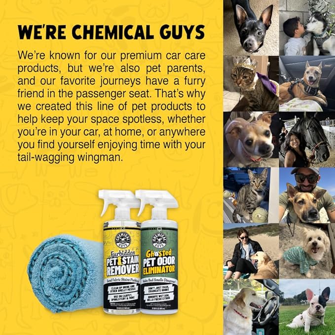Chemical Guys Furbidden Pet Stain Remover For Car & Home, Carpet & Upholstery Cleaner, Eliminates Pet Odors & Stains From Urine & Vomit, Multi-Surface Pet Odor Neutralizer - From (32 Fl Oz)