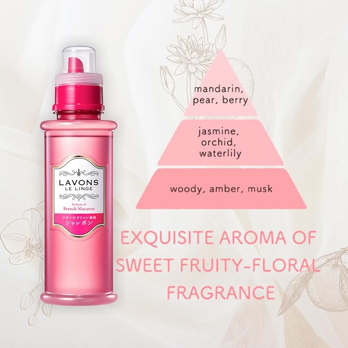 Natural & Gentle Detergent for Sensitive Skin, Organic Liquid Washing Soap Safe for Baby, Clothes Wrinkle Remover from Japan, FRENCH MACARON, 16.9 Fl Oz/ 500mL