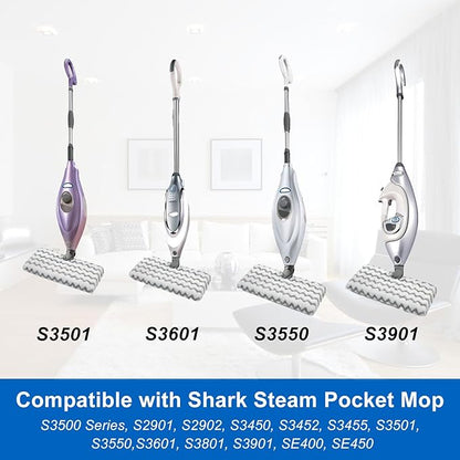 6 Pack S3501 S3601 Steam Mop Replacement Pads for Shark S3501 S3601 S3550 S3801 S3901 S3601D S3801CO S3901D S3455K S2902 SE450 Steam and Scrub Pocket Mop Steamer Pads Washable